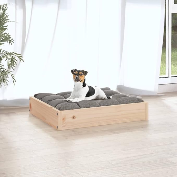 Solid Wood Pine Dog Bed, Solid Wood Pet Bed, Small Pet Furniture Cat & Dog Bed Frame, 20.3"x17.3"x3.5",-542
