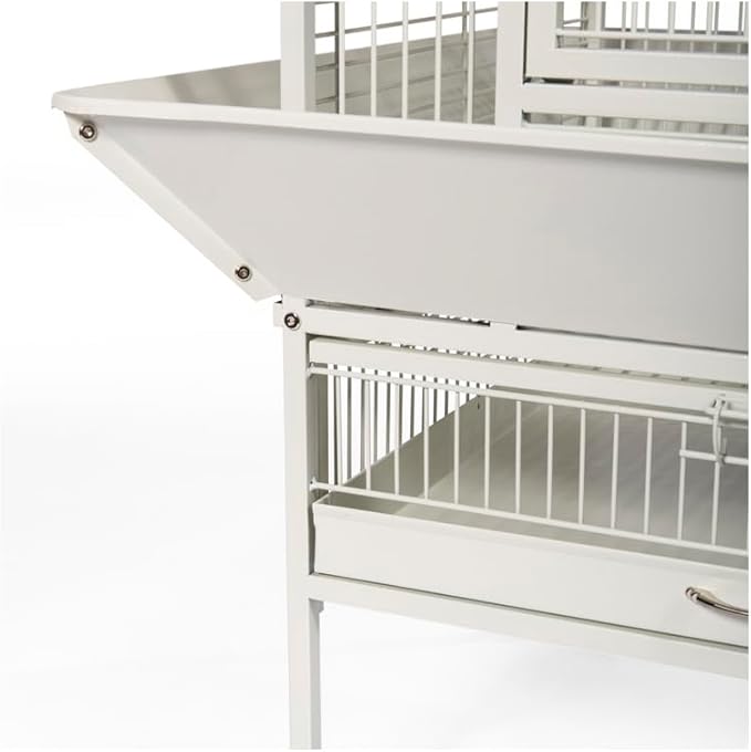 Suburban Sophistication Playtop Bird Home with Spacious Design, Durable Materials, Removable Perches Small/Chalk White