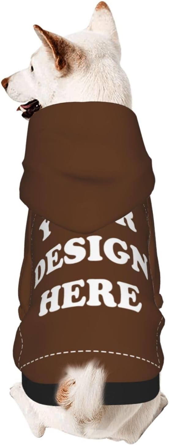 Personalized Chihuahua Dog Hoodie, Custom Pet Warm Sweatshirt Costume with Name Number Photo, Customize ID Clothes for Pupppy Kitten Dogs Cats, Chocolate, L