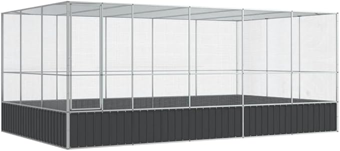 Steel Aviary with Extension, Large Flight King Bird Cage for Cockatiels African Grey Quaker Amazon Sun Parakeets Green Cheek Conures Pigeons Parrot Bird Cage, 203.9"x120.9"x83.5",-85