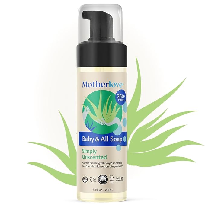 Motherlove Baby & All Soap (7.1 oz) Gentle Foaming All-Purpose Castile Soap Made with Organic Ingredients – Simply Unscented