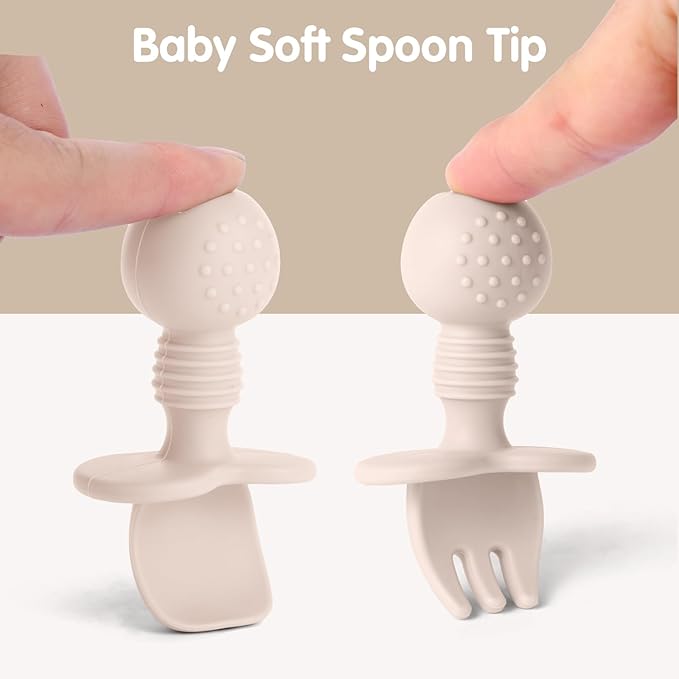 6 Pack Baby Spoons and Forks Set, Silicone Baby Spoons Self Feeding 6 Months for Toddler Utensils,BPA Free, Baby Led Weaning Supplies Feeding Essentials,Dishwasher and Boil Safe