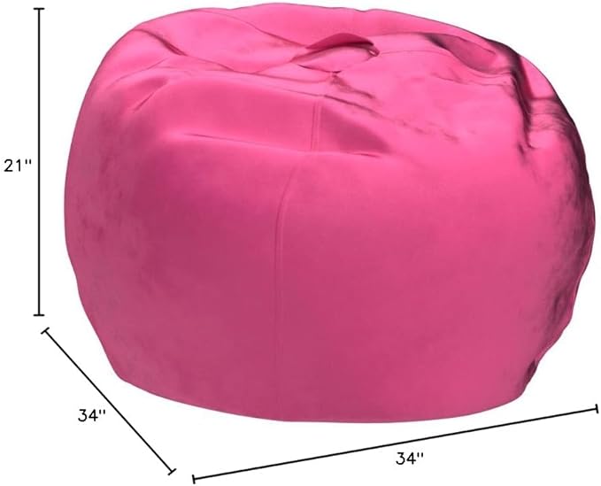 Posh Creations Structured Comfy Seat for Playrooms and Bedrooms, Large Bean Bag Chair, 100in Round Classic Bean Bag, Pink