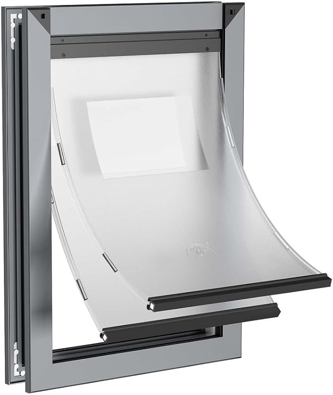 RESCUMASCER Smoky Gray Extra Large Dog Doors for Large Dogs with Double Magnetic Flaps, Durable Aluminum Frame Doggie Doors for Medium, Large, and X-Large Dogs, REXAL32-2S-2S