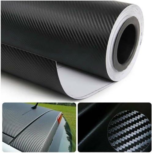 3D Carbon Fiber Film Twill Weave Vinyl Sheet Roll Wrap (60" X 60", Black)