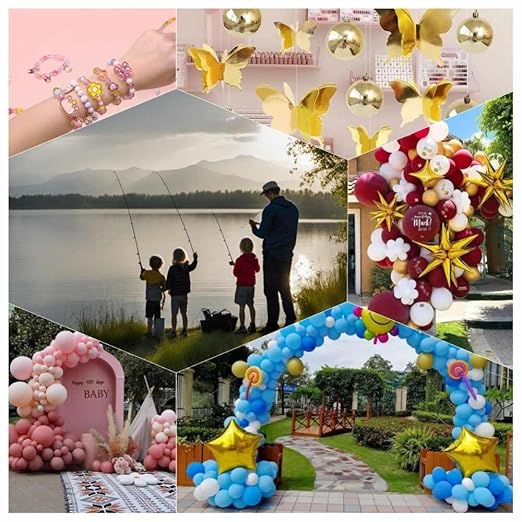 Aboda Clear Fishing Wire Dia. 0.2 mm to 1 mm 656ft Fishing Line for Crafts Hanging Beading Clear String for Hanging Decorations Balloons Garlands with Crimp Sleeves 17lb Test