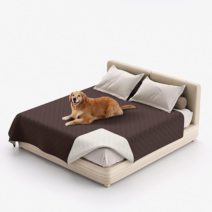 Waterproof Dog Bed Covers for Couch Protection, Water-Resistant Soft Dog Pet Blanket Anti-Slip Dog Blanket for Bed, for Furniture Bed Couch Sofa (Brown,68x82inch)