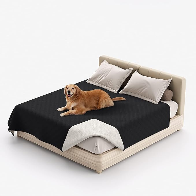 Waterproof Dog Bed Covers for Couch Protection, Water-Resistant Soft Dog Pet Blanket Anti-Slip Dog Blanket for Bed, for Furniture Bed Couch Sofa (Black,82x102inch)