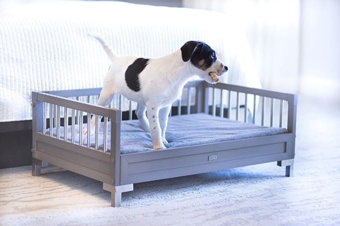 New Age Pet ecoFLEX Manhattan Raised Dog Bed w/Removable Cushion, Extra Large, Grey