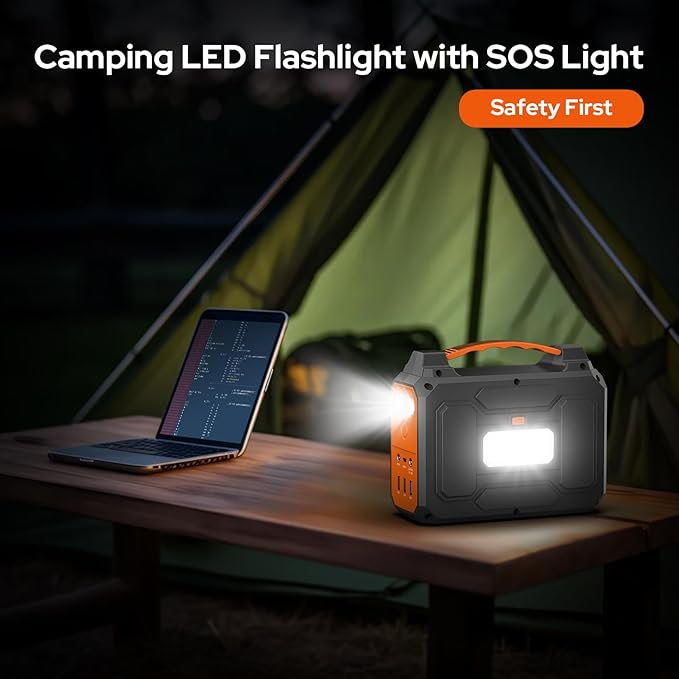 100W Portable Power Station with Foldable Solar Panel, 110V Power Bank with AC Outlet, Rechargeable Battery Generator Power supply for Outdoor, Camping, RV, Travel, Emergency Backup