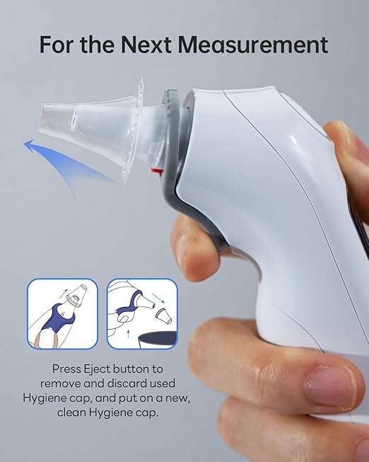 femometer Infrared Ear Thermometer for Adults & Kids, Highly Accurate, 1s Result, 30 Memory Recall, 3-Color Fever Alarm, with 21 Disposable Probe Covers & Storage Case