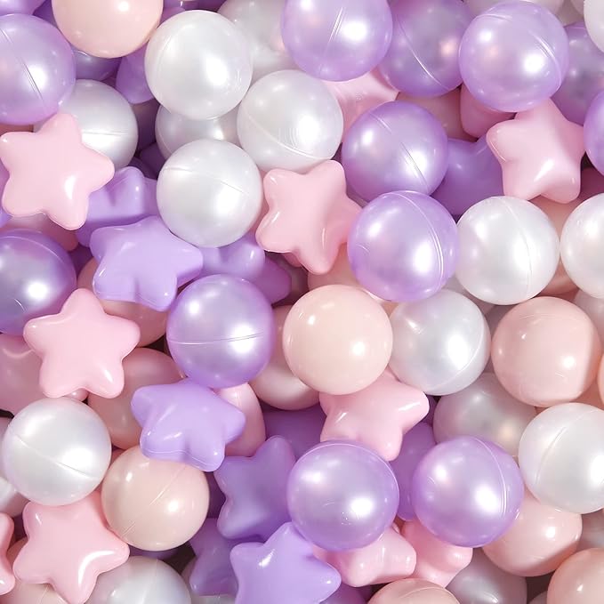 GOGOSO Balls for Ball Pit - Plastic Ball for Toddlers 1-3, Baby Kids Ball Pool Decoration 50 100 200 300 500 1000 (A Purple+Pink+White+Clear, 50 Balls)