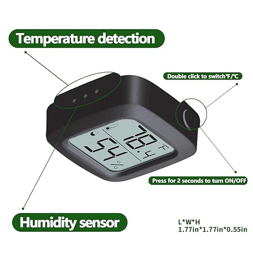 Black 2-Pack Reptile Thermometer and Hygrometer – Digital LCD Temp & Humidity Gauge for Bearded Dragon, Corn Snake, Hermit Crab, Iguana, Axolotl, Vivarium & Terrarium Setup