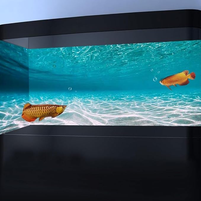 72X18IN Natural Undersea Aquarium Background, Undersea Beach Fish Tank Background, with 8 EVA Double-Sided Tape