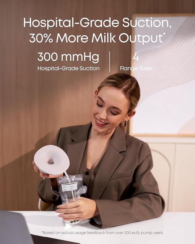 eufy Security Heated Wearable Breast Pump S1 Pro, Slim Hands-Free with Industry-Leading HeatFlow Tech, Wireless Charging Case, App-Controlled OptiRhythm, Hospital-Grade Suction, in-Bra Use
