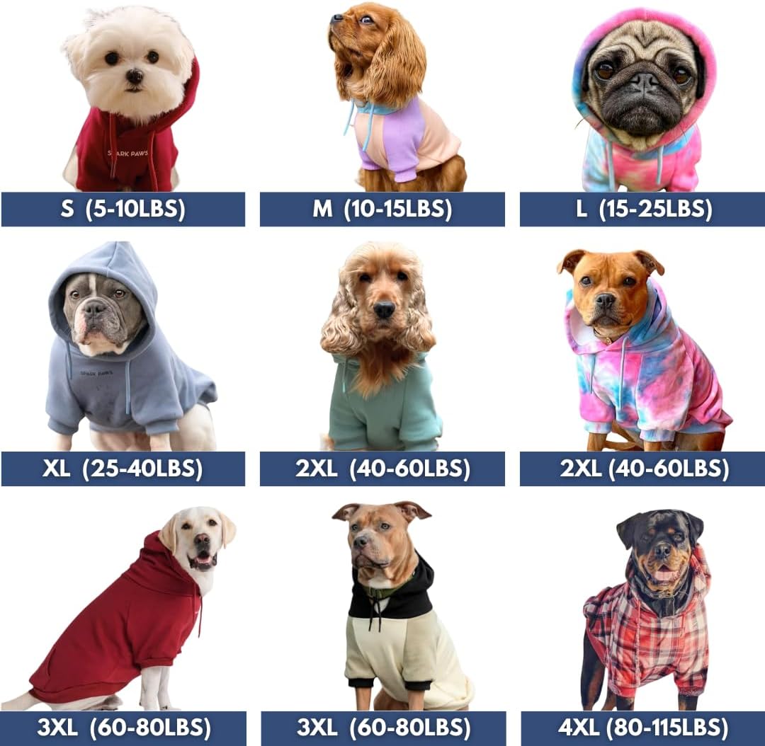 Spark Paws Dog Hoodie – Premium Dog Sweater for Small, Medium, and Large Dogs | Warm Outfits for French Bulldogs, Pitbull, Puppy, Winter Jacket Alternative - 90s Retro Sky Dye - S