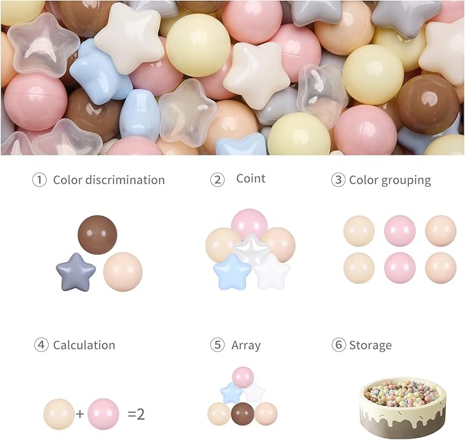 GOGOSO Ball Pits Balls for Toddlers Pack of 50 100 200 Plastics Shape Ball Non-Phthalate Non-BPA Non-Toxic 2.2-Inch Crush Proof Play Balls