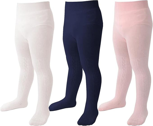 Marchare Baby Girls Tights Thick Solid Cable Knit Leggings Winter Warm Stockings For Toddler Girls 1/2/3/4/5 Pack