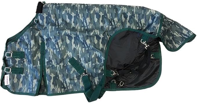AJ Tack 1200D Waterproof Winter Pony Blanket - 300g Heavyweight Turnout with Fleece Collar, Shoulder Gussets & Tail Flap - Turquoise 60"