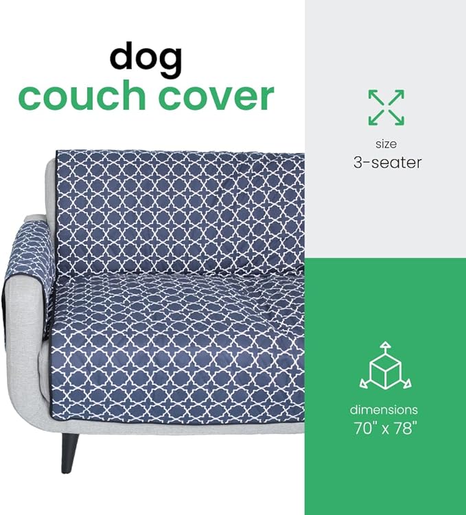 Molly Mutt 3-Seater Non-Slip Furniture Protector and Couch Cover for Dogs & Pets – Durable 100% Cotton Canvas and Non-Toxic Materials - 70” Wide x 78” Long