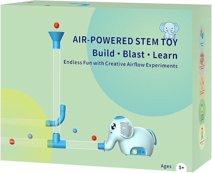STEM Air-Powered Building Toys for Kids Ages 3 4 5 6 7 8+– Educational Air Tubes Toy& Turbine Set with 30 Foam Balls – Rechargeable Construction Kit for Boys & Girls – Fun Science Gift for Teens