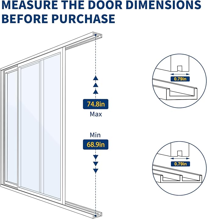 Docred Dog Door for Sliding Glass Door, 80 11/16" to 86 5/8" Adjustable Height Doggy Door for Sliding Doors, Pet Door Insert with Lock for Medium-Sized Dogs