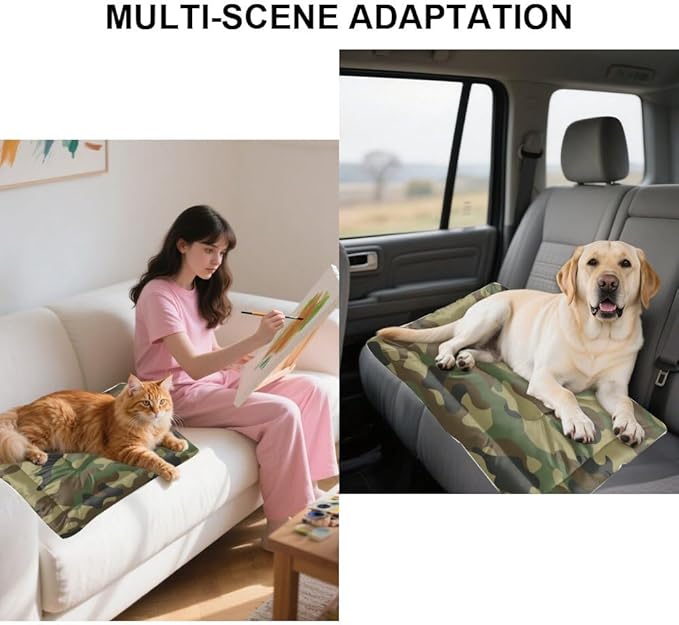 Classic Green Camo Dog Beds & Furniture Small Dog Mat Puppy Crate Pad Crate Bed Small Washable Non-Slip Pet Bed for Beds and Furniture Mat Washable Pillows for Medium Dogs Indoor Outdoor 24X18 Inch