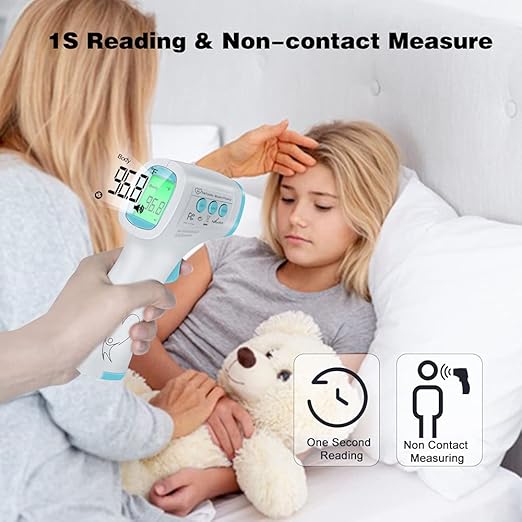 Digital Thermometer for Adults and Kids, No Touch Forehead Thermometer for Baby, 2 in 1 Body Surface Mode Infrared Thermometer with Fever Alarm and Instant Accuracy Readings