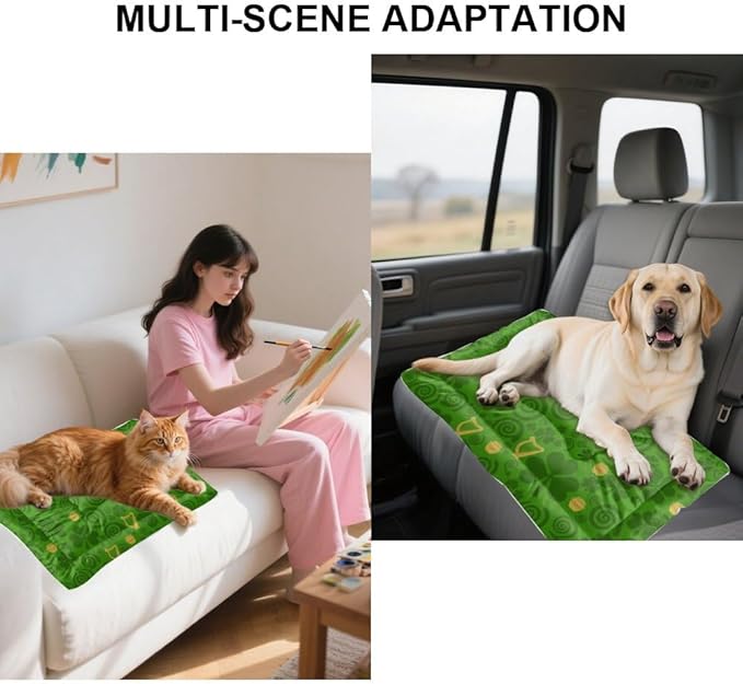 Ultra Soft Dog Pads with Anti-Slip Bottom, St Patricks Day Leaves Inside Dog House Pad Outdoor Cat Bed Breathable Matt for Indoor& Outdoor Sofa Cars, Machine Washable 24 X 36 Inch