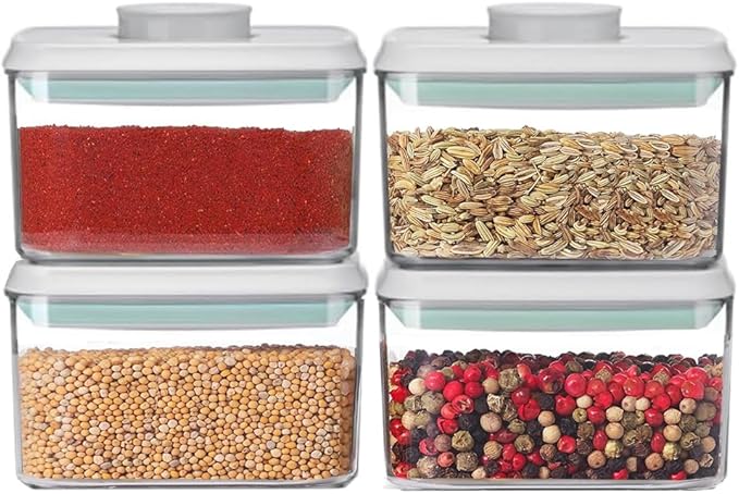Pop Containers with Lids - Stackable Airtight Food Storage Kitchen Pantry Storage Containers for Snacks Candy Salt Herbs Spices BPA-Free (520ml*4)