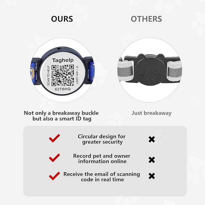 2PCS Breakaway Cat Collars with Moons Stars Cute Kitty Adjustable Safe Kitten Collars with Smart ID QR Code tag,Moon and Star Kitten Safety Collars for Boys & Girls(Black & Purple)