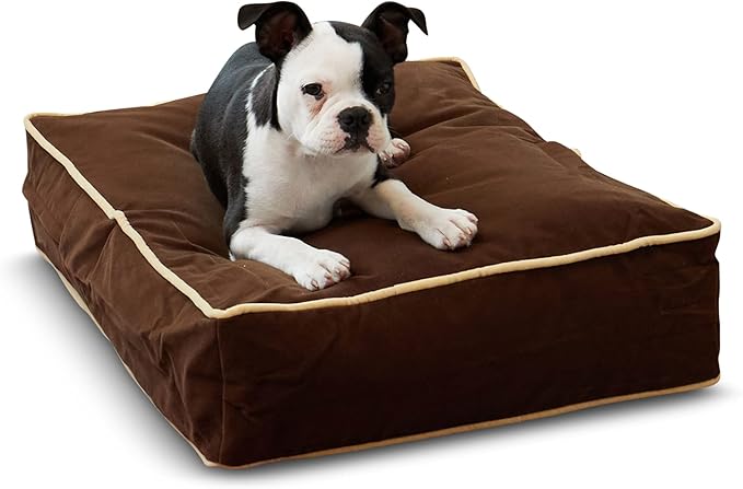 South Pine Porch Buddy Reversible Rectangle Pillow Style Microfiber Dog Bed with Removable, Machine-Washable Cover, Cocoa, Extra Small (24 in. x 18 in.)