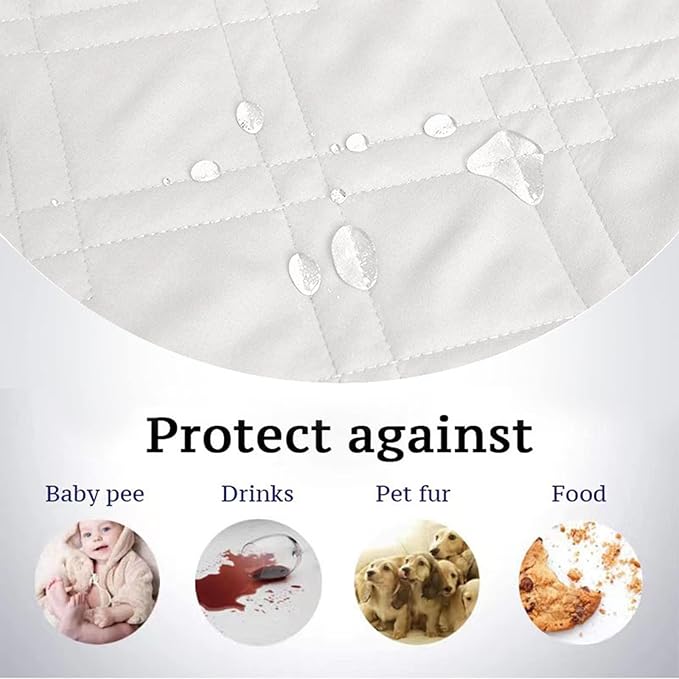 Waterproof Dog Bed Covers for Couch Protection, Water-Resistant Soft Dog Pet Blanket Anti-Slip Dog Blanket for Bed, for Furniture Bed Couch Sofa (Ivory White,82x82inch)