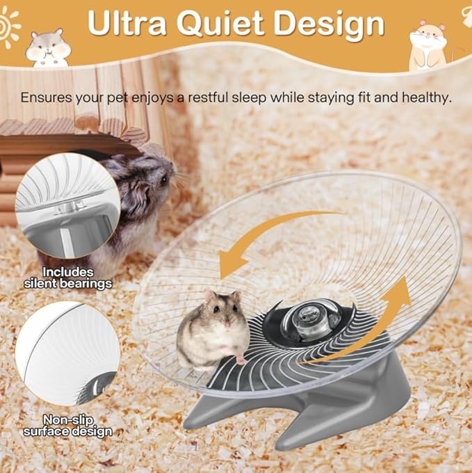 Hamster Flying Saucer Silent Running Exercise Wheel for Hamsters, Gerbils, Mice,Hedgehog and Other Small Pets Silent Running Wheel Hamster,Large