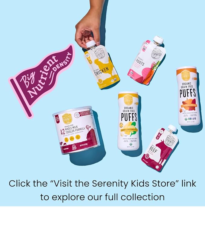 Serenity Kids 7+ Months Baby Food Puree Pouches Beef Chimichurri - Ethically Sourced Meat & Organic Veggies - BPA-Free Pouches - Toddler Food & Baby Snack - 3.5 Oz, 12 Pack