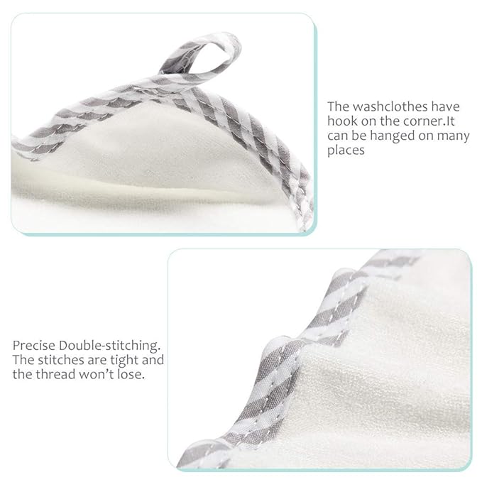 HIPHOP PANDA Baby Washcloths, Rayon Made from Bamboo - 2 Layer Ultra Soft Absorbent Newborn Bath Face Towel - Reusable Baby Wipes for Delicate Skin - Gray Stripe, 30 Pack