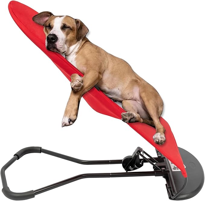 Pet Rocking Chair, Portable Foldable Pet Rocker Bed with 3-Level Height Adjustment, Pet Hammock for Small Dogs & Cats up to 33lbs, Breathable Mesh Hanging Bed with Safety Buckle (Red)