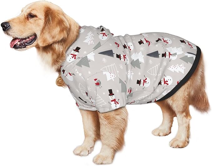 Christmas Gray Snowman Hoodie,Christmas Cosplay Dog Clothes with Pocket and Hat Winter Clothes Sweaters Large