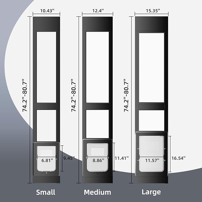 Dog Door for Sliding Glass Door with Magnetic Plastic Flat, Sliding Door Pet Doggie Door Insert with Lock, Adjustable Height No-Cut Required Doggy Door Access Renters, Apartments, Patio (Black, M)
