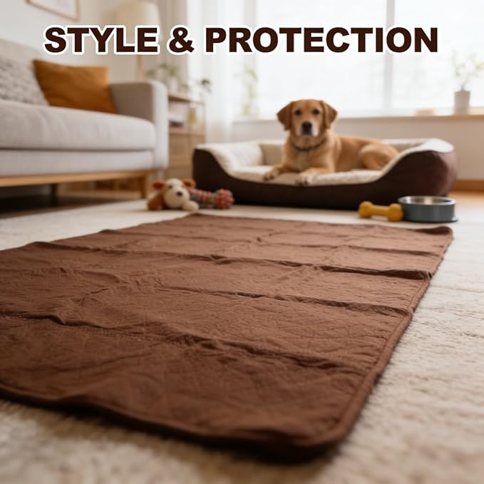 Waterproof Dog Bed Cover, Slip, Washable Pet Blanket Sofa Furniture Protector, Brown 52x82in - Double Sided Waterproof, Secure Non Slip Bottom, Ideal for Dogs and Cats (52x82inch)