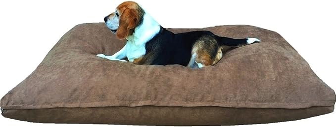 Dogbed4less Medium Memory Foam Dog Bed Pillow with Orthopedic Comfort, Waterproof Liner and Brown Microsuede Pet Bed Cover 37X27 Inches