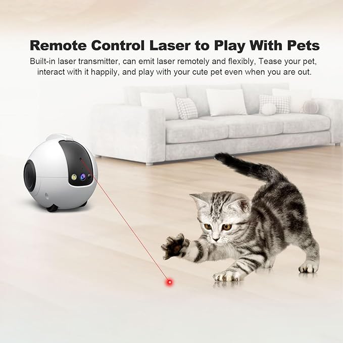1080P HD Moving Pet Camera Two Way Audio Pet Camera 10000mAh Battery Pet Monitoring Camera Remote APP Control Camera with Night Vision Interactive Cat Camera Companion Robot