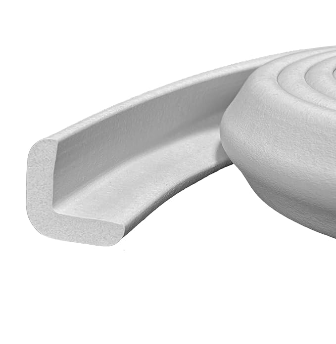 Kidkusion Baby Proof Edge Guards for Safety | Made in The USA | 12 Feet | Soft Gray | Edge Protectors for Furniture, Tables, Fireplaces | Heavy Duty Tape Included