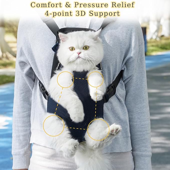 Dog Carrier Backpack, Adjustable Puppy Front Carrier Backpack, Ventilated Dog Chest Carrier for Hiking Camping Travel, Sling Bag for Small Medium Dog Cat Rabbit Puppies, Suit 3-5 lbs (Black, S)