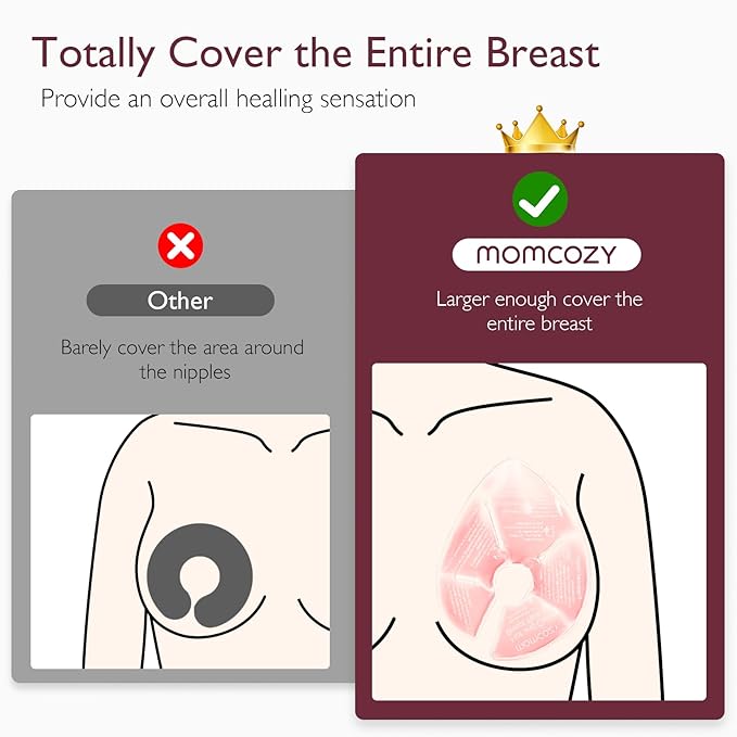 Momcozy Larger Breast Therapy Packs, Hot and Cold Breast Pads with 2 Soft Covers, Breastfeeding Essentials，2 Pack，Pink