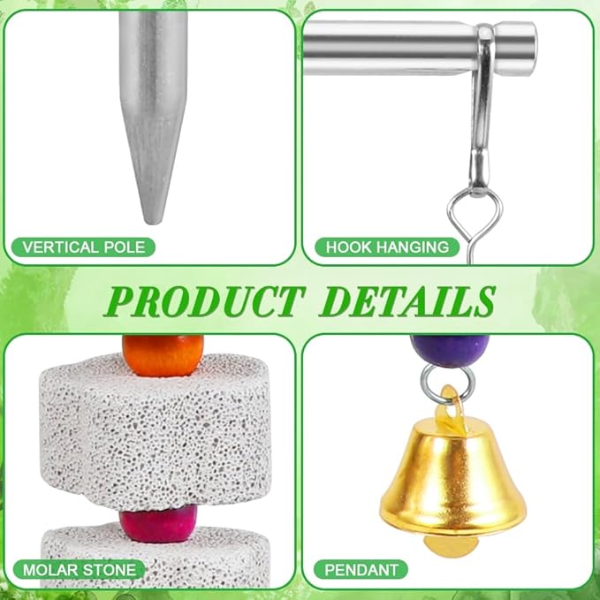 Chicken Chewing Toy, Adjustable Chicken Toys for Coop with Volcanic Stone, Multi-Functional Chicken Coop Accessory for Chickens, Birds, Rodents & Small Pets