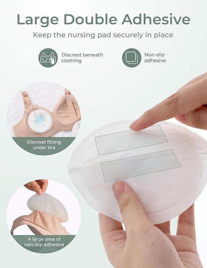 Momcozy Bamboo Disposable Nursing Pads, Advanced Blue Core for Ultra-Absorbent, Leakproof & 3D Design, Biodegradable for Sensitive Skin, Individually Wrapped, 80 Count