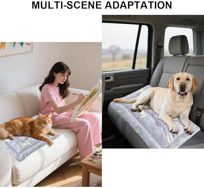 Dreamy Horse Pale Purple Dog Beds and Furniture Pet Sleeping Mat Pet Sleeping Pad Dog Crate Bed Washable Non-Slip Cage Bed for Crate for Cage Mat Large Pillow Indoor Outdoor 24X18 Inch