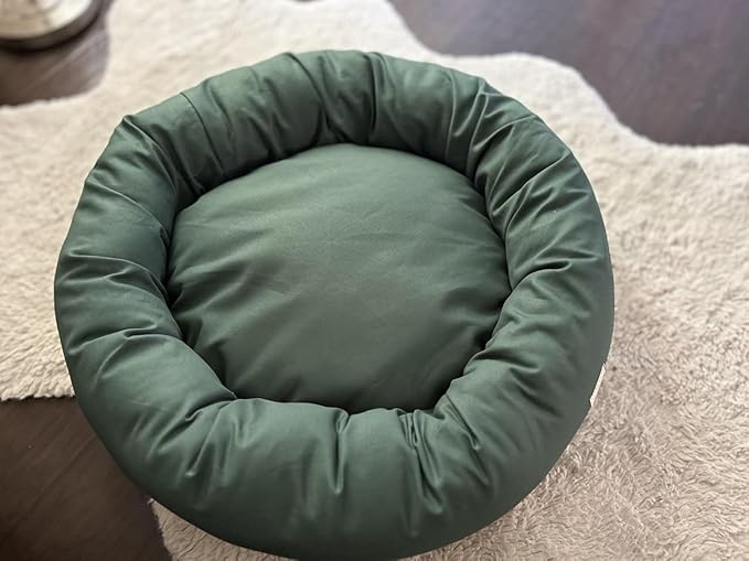 Organic Cotton Canvas Dog Bed: Removable Cover, Natural Fill - Made in USA (Sage Green, Small 24" x 7" inches)