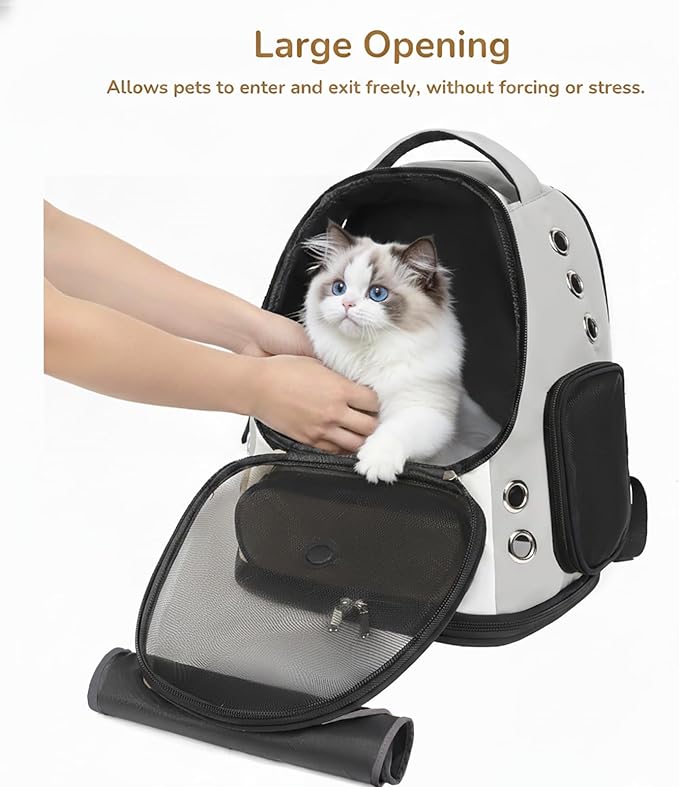 Cat Backpack Carrier, TSA Airline Approved Pet Travel Bag for Small Medium Dogs, Ventilated Hiking Camping Backpack for Cats, Kitten and Puppy up to 18 lbs, Gray Mesh